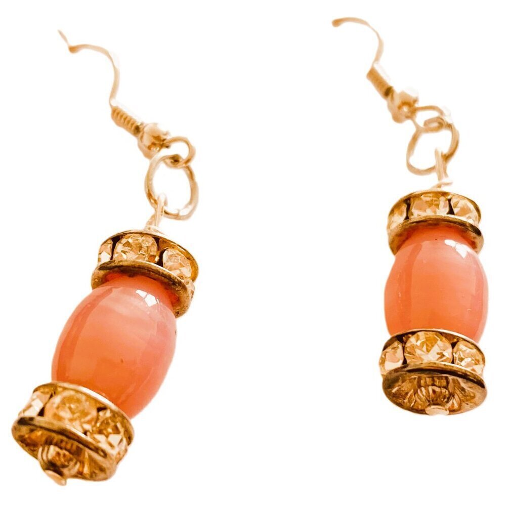 Pink Bead and Rhinestone Dangle Fashion Earrings set